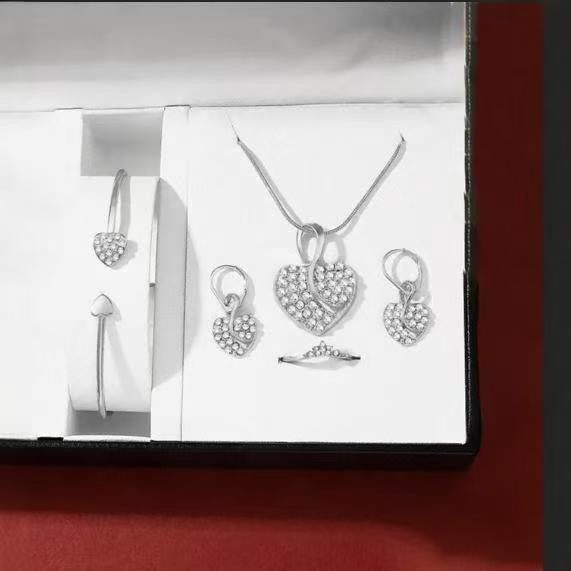 4-Piece Crystal Heart Jewelry Set