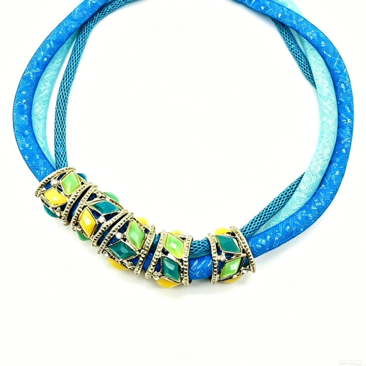 Layered Leaf Bead Choker Necklace