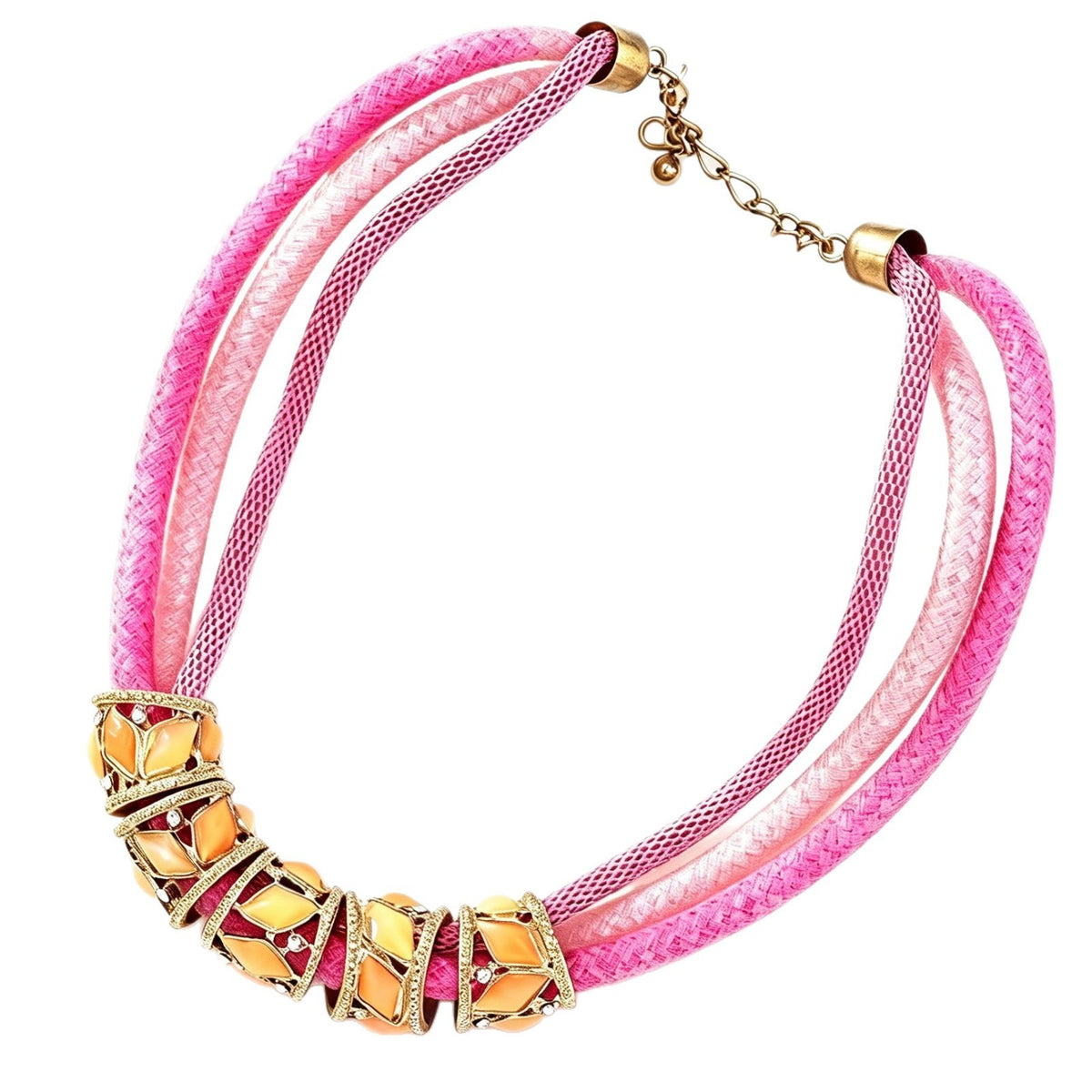 Layered Leaf Bead Choker Necklace