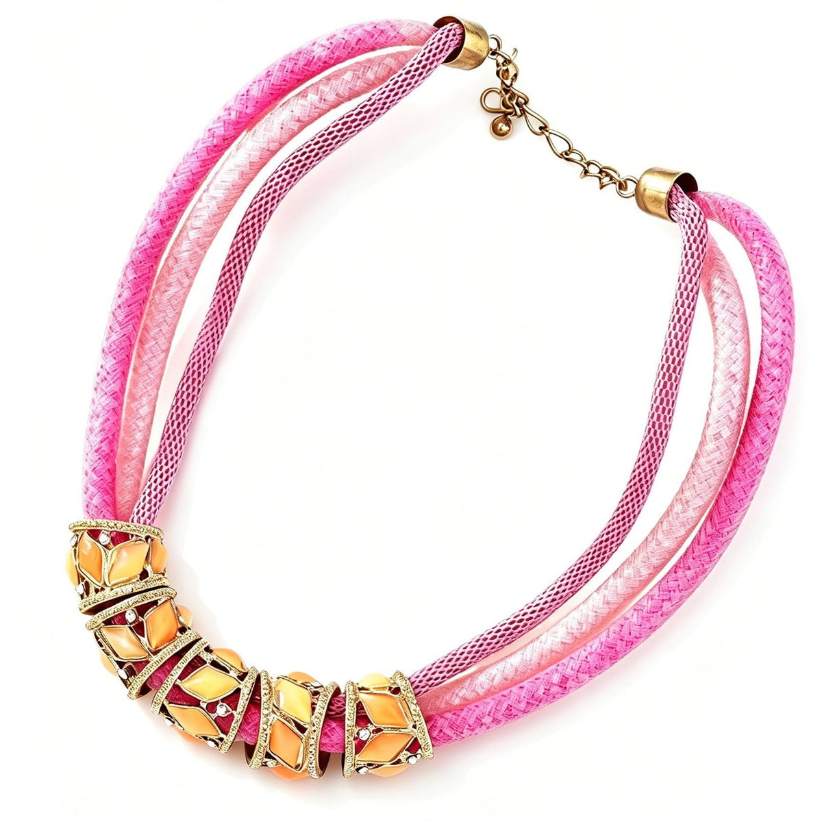 Layered Leaf Bead Choker Necklace