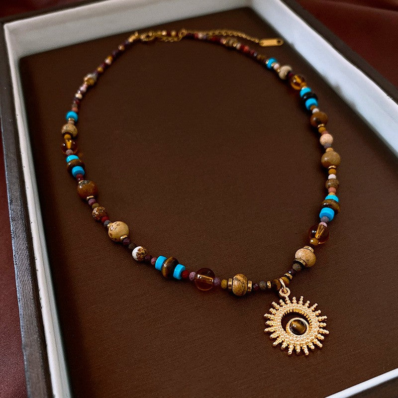 Sun Charm Beaded Necklace