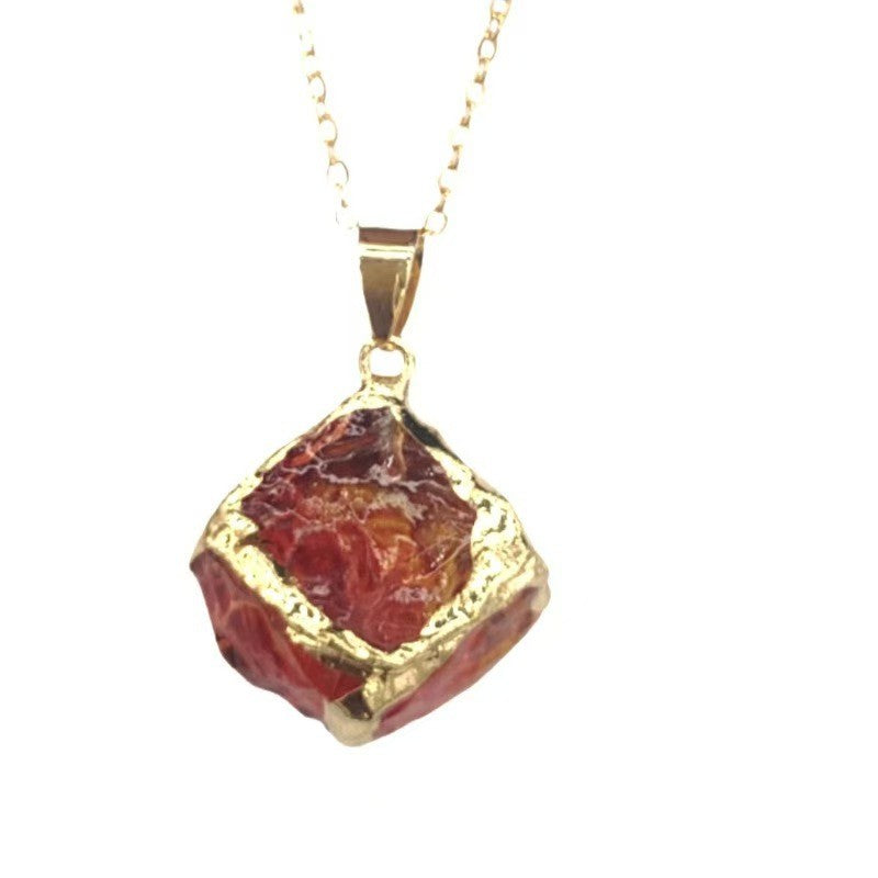 Textured Square Crystal Necklace