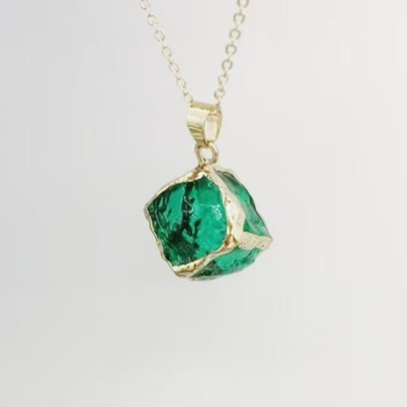 Textured Square Crystal Necklace