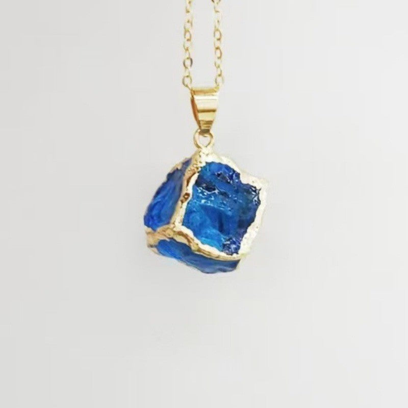 Textured Square Crystal Necklace
