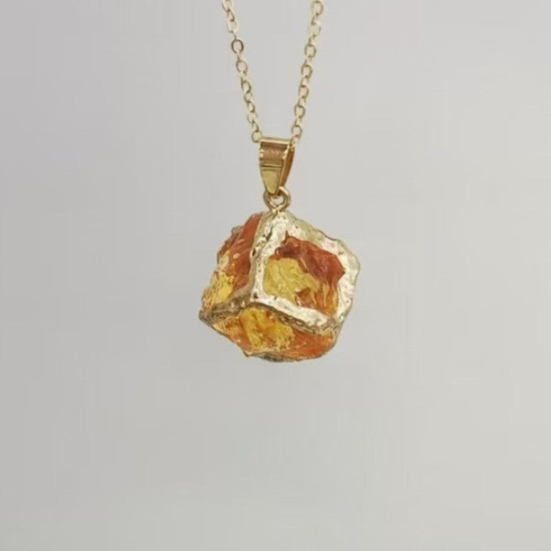Textured Square Crystal Necklace
