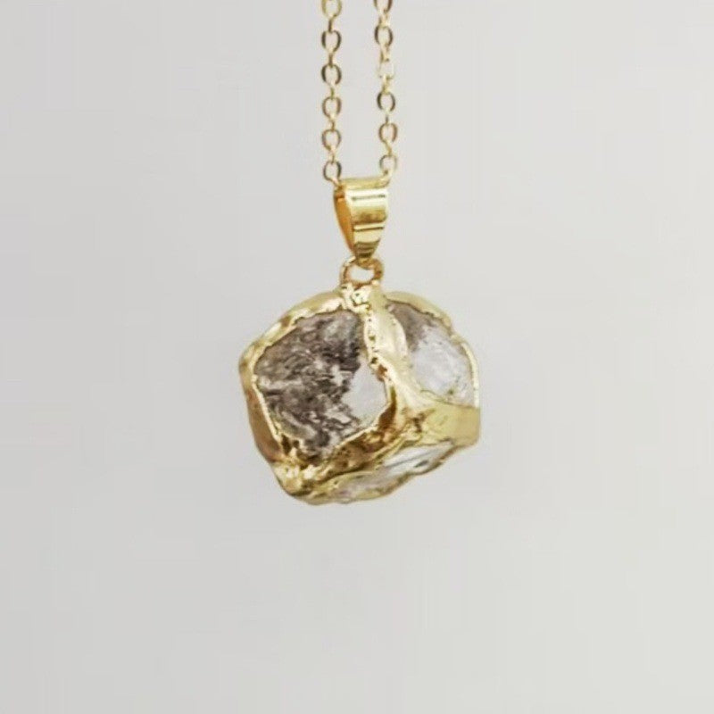 Textured Square Crystal Necklace