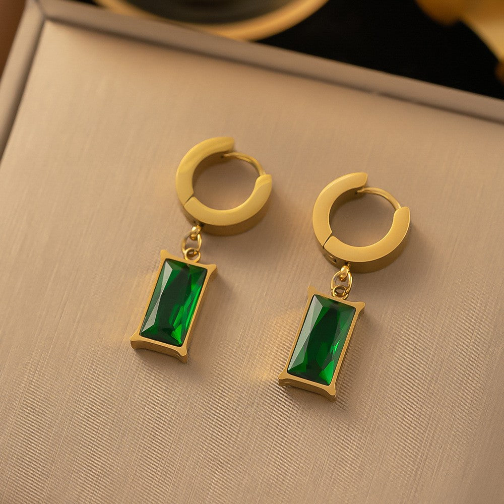 Emerald Rectangle Jewelry Set