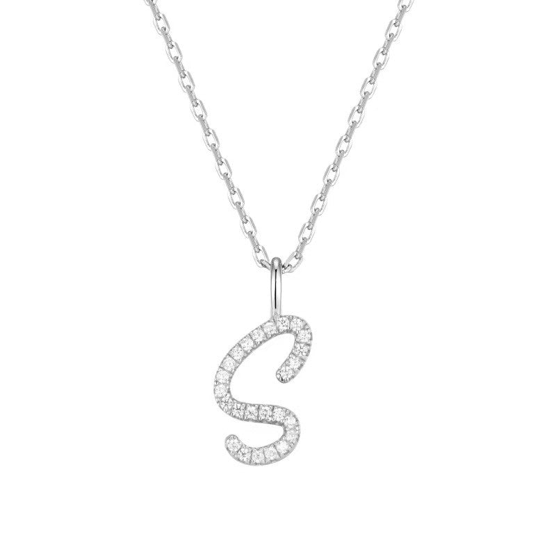 Crystal Script Letter Necklace