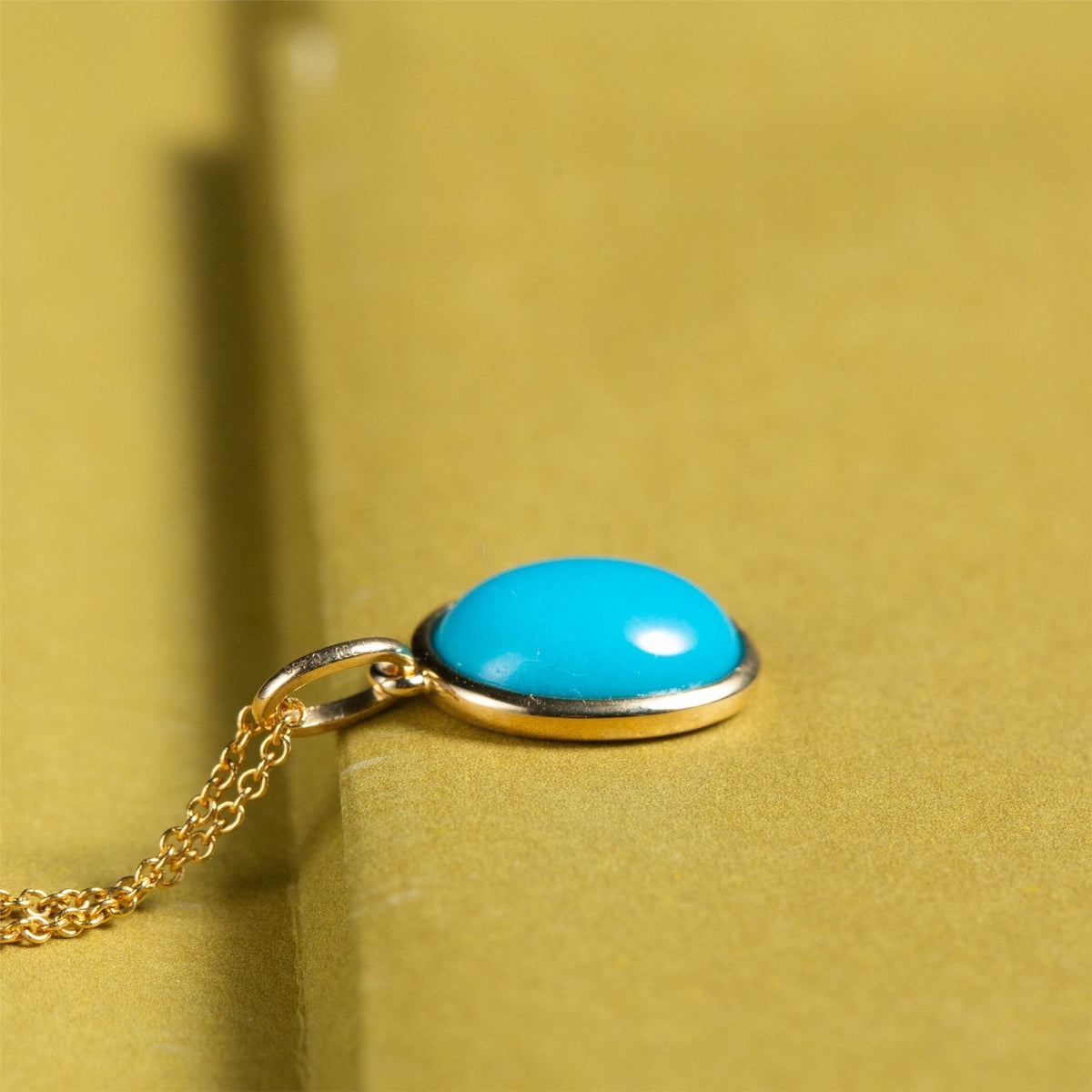 Turquoise Oval Bezel Pendant Necklace