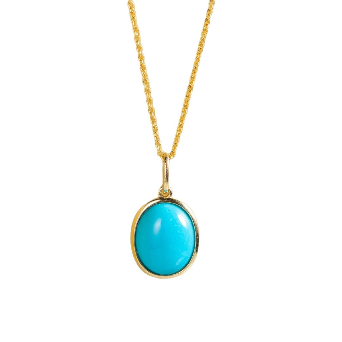 Turquoise Oval Bezel Pendant Necklace