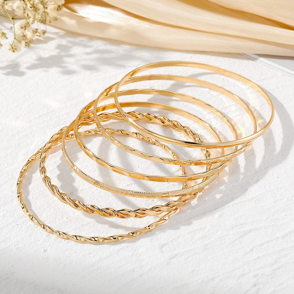Mixed Texture Cuff Bracelet Set