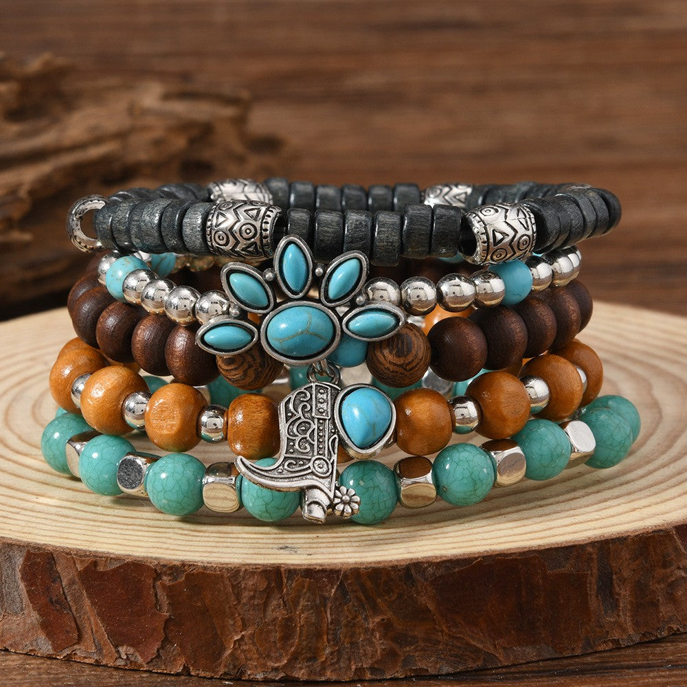 Turquoise Paw & Boot Beaded Bracelet Set