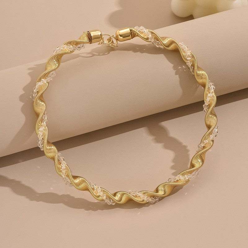 Crystal Wave Choker Necklace