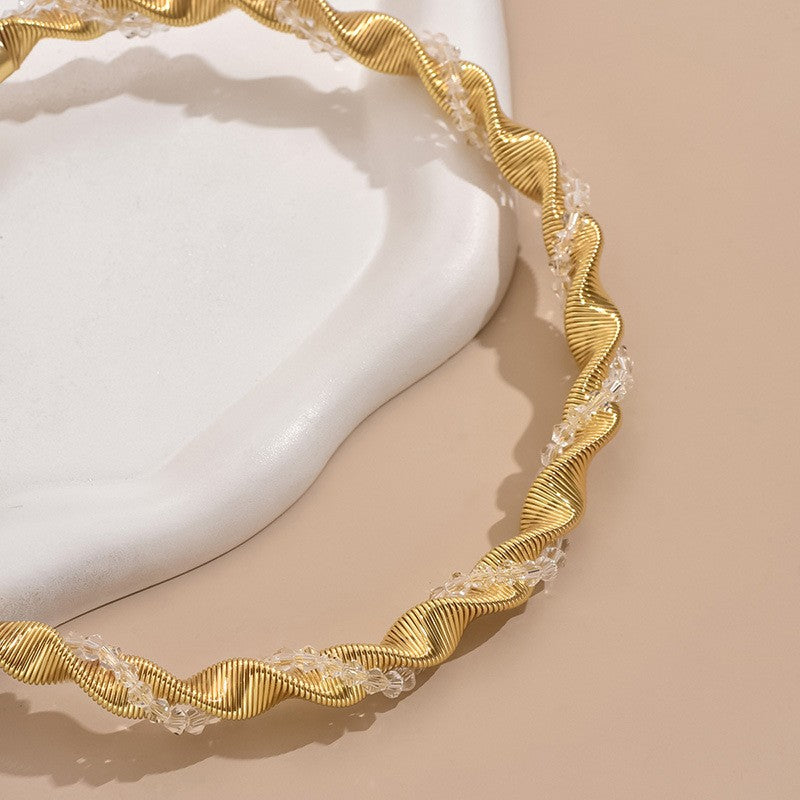 Crystal Wave Choker Necklace