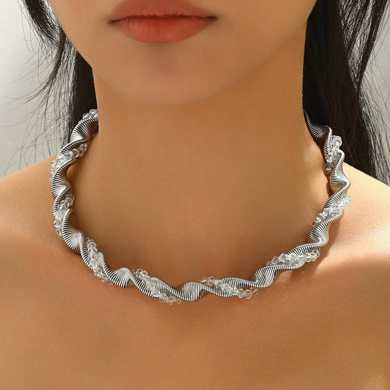 Crystal Wave Choker Necklace