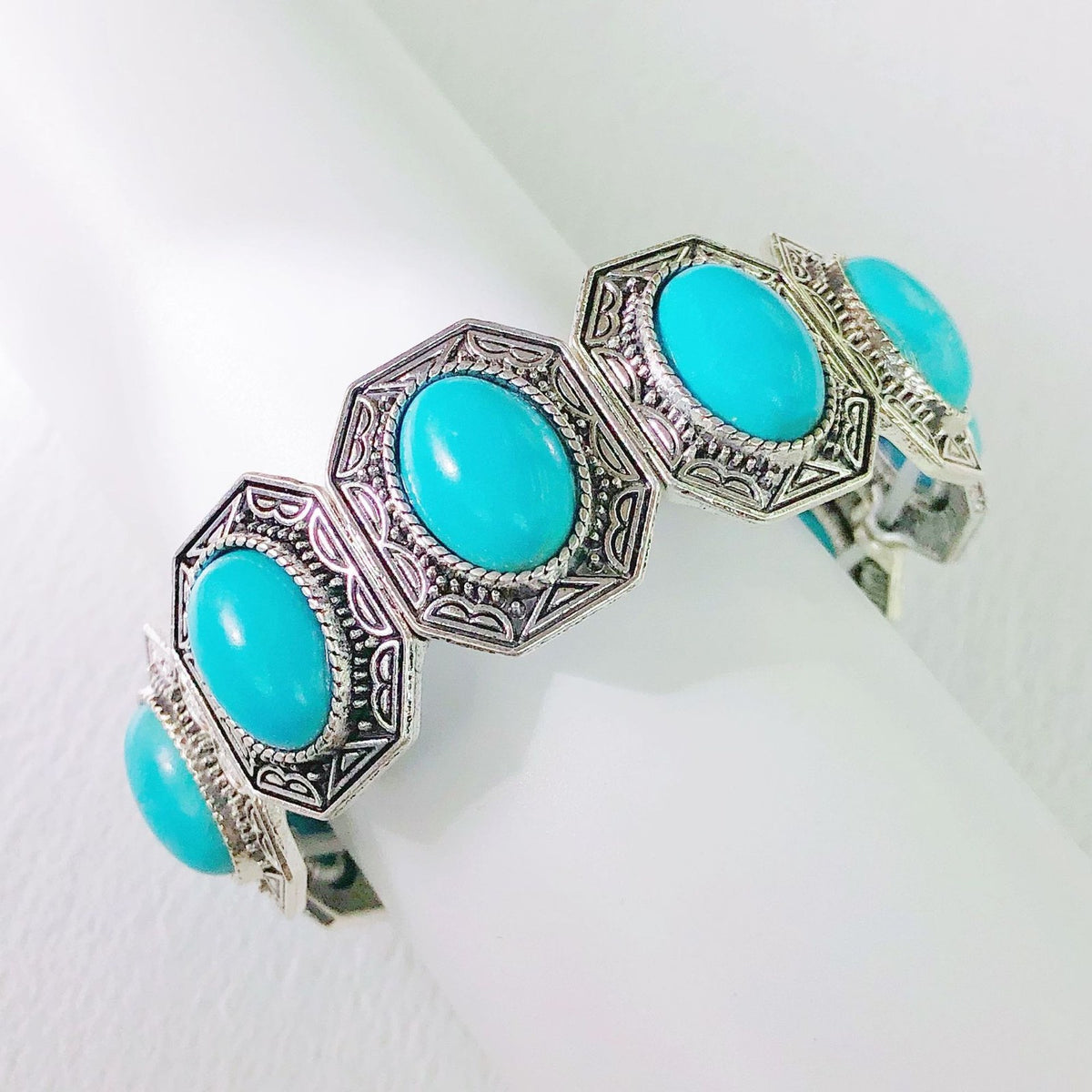 Turquoise Octagon Link Bracelet