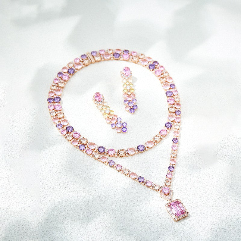 Crystal Lariat Necklace & Earring Set