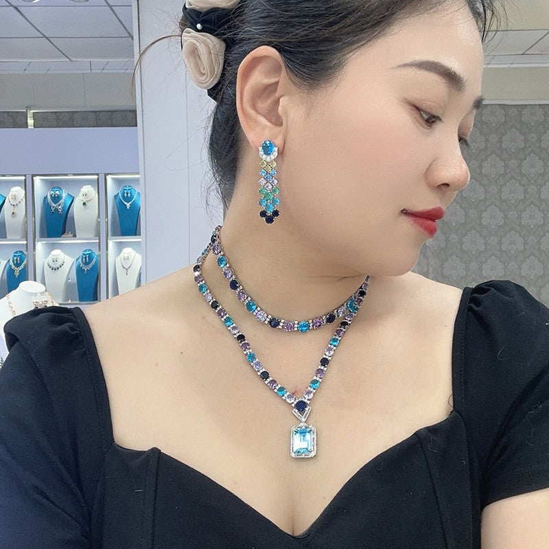 Crystal Lariat Necklace & Earring Set