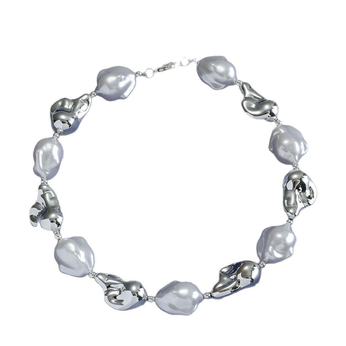 Sculptural Pearl Link Necklace
