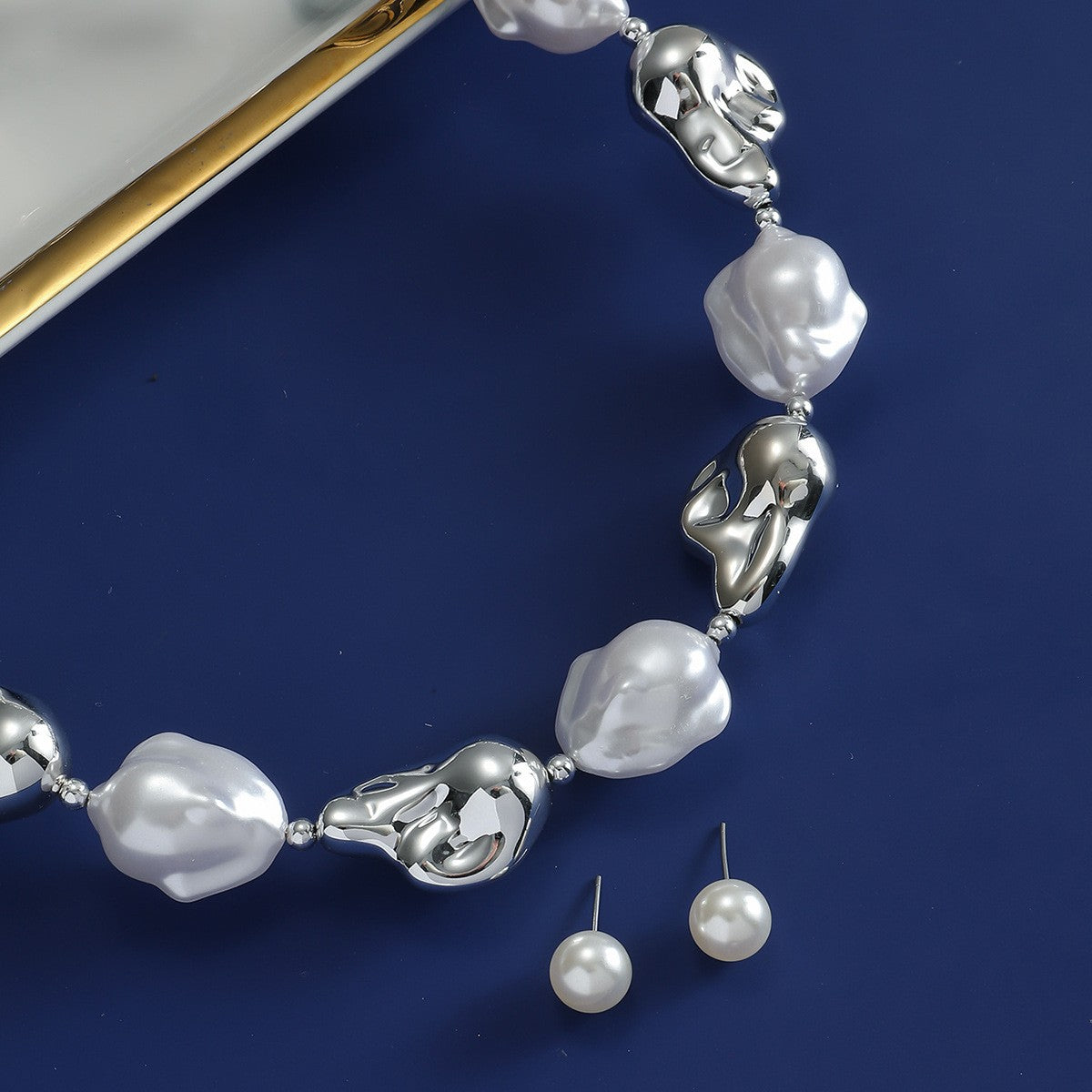 Sculptural Pearl Link Necklace