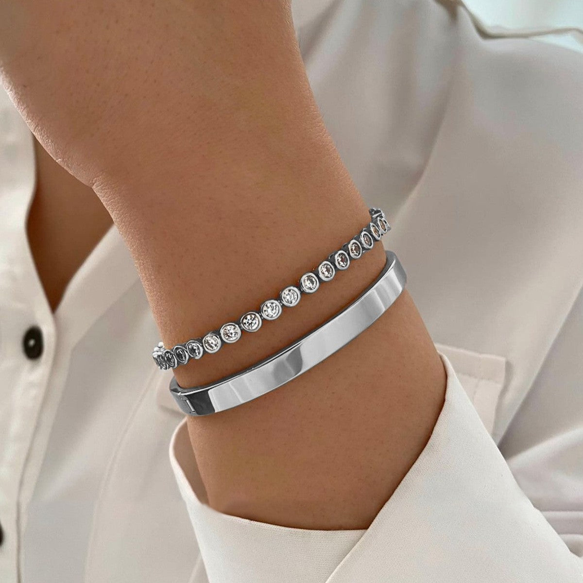 Crystal Cuff & Bangle Bracelet Set