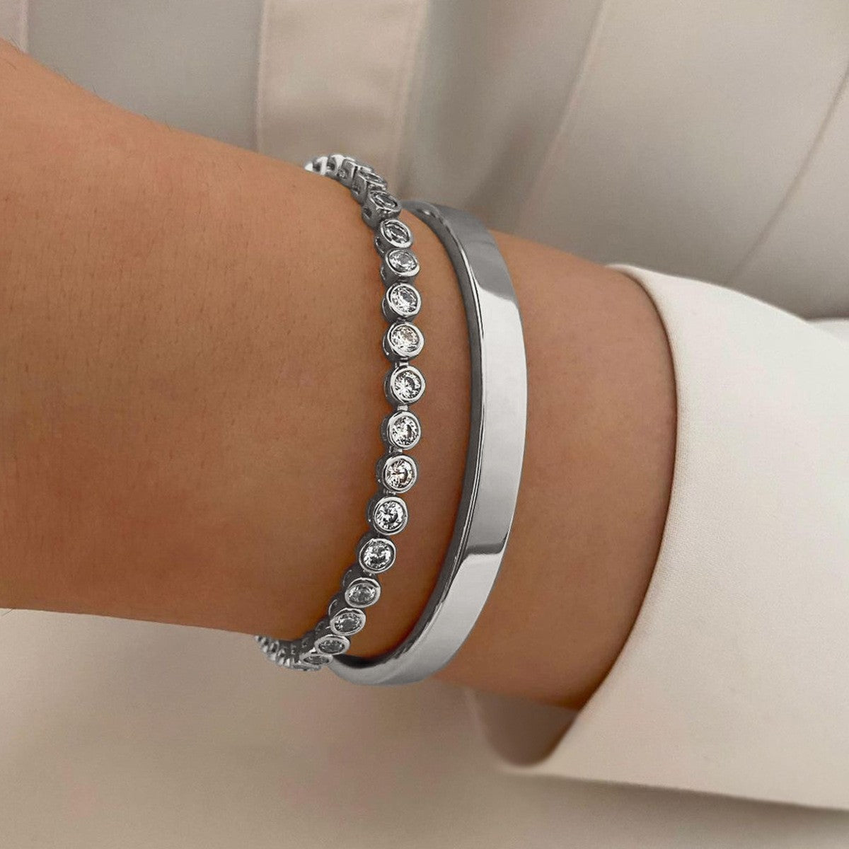 Crystal Cuff & Bangle Bracelet Set