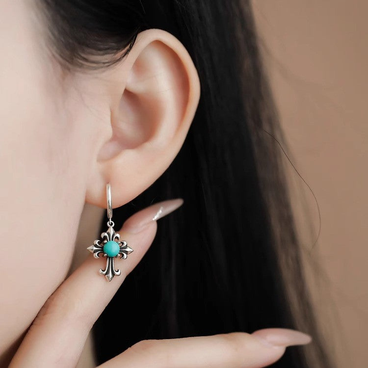 Turquoise Fleur-de-Lis Drop Earrings