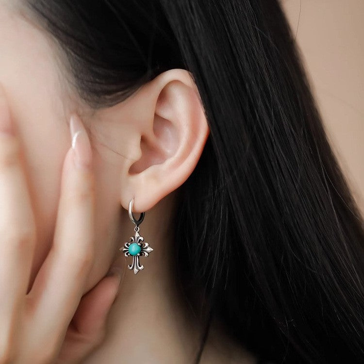 Turquoise Fleur-de-Lis Drop Earrings