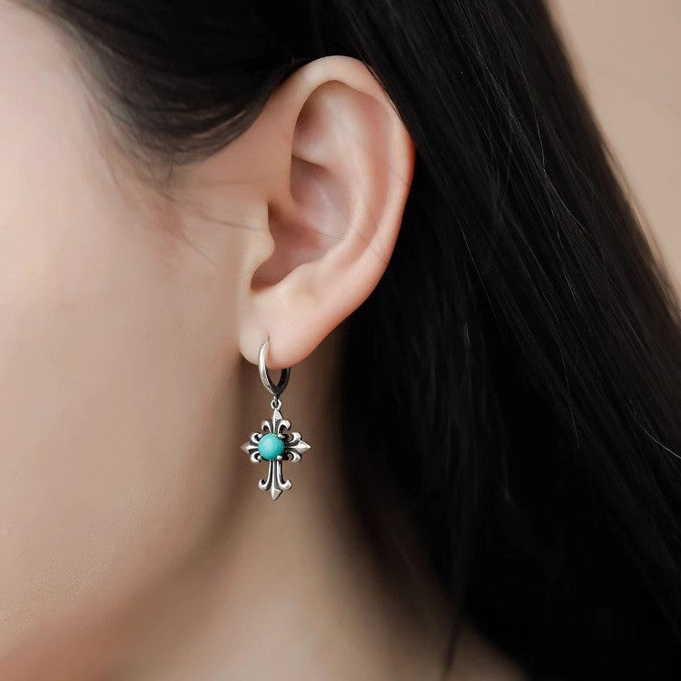 Turquoise Fleur-de-Lis Drop Earrings