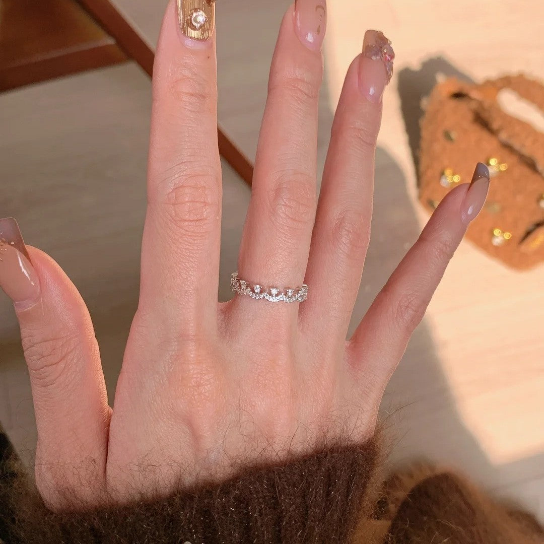 Floral & Diamond Cut Band Ring