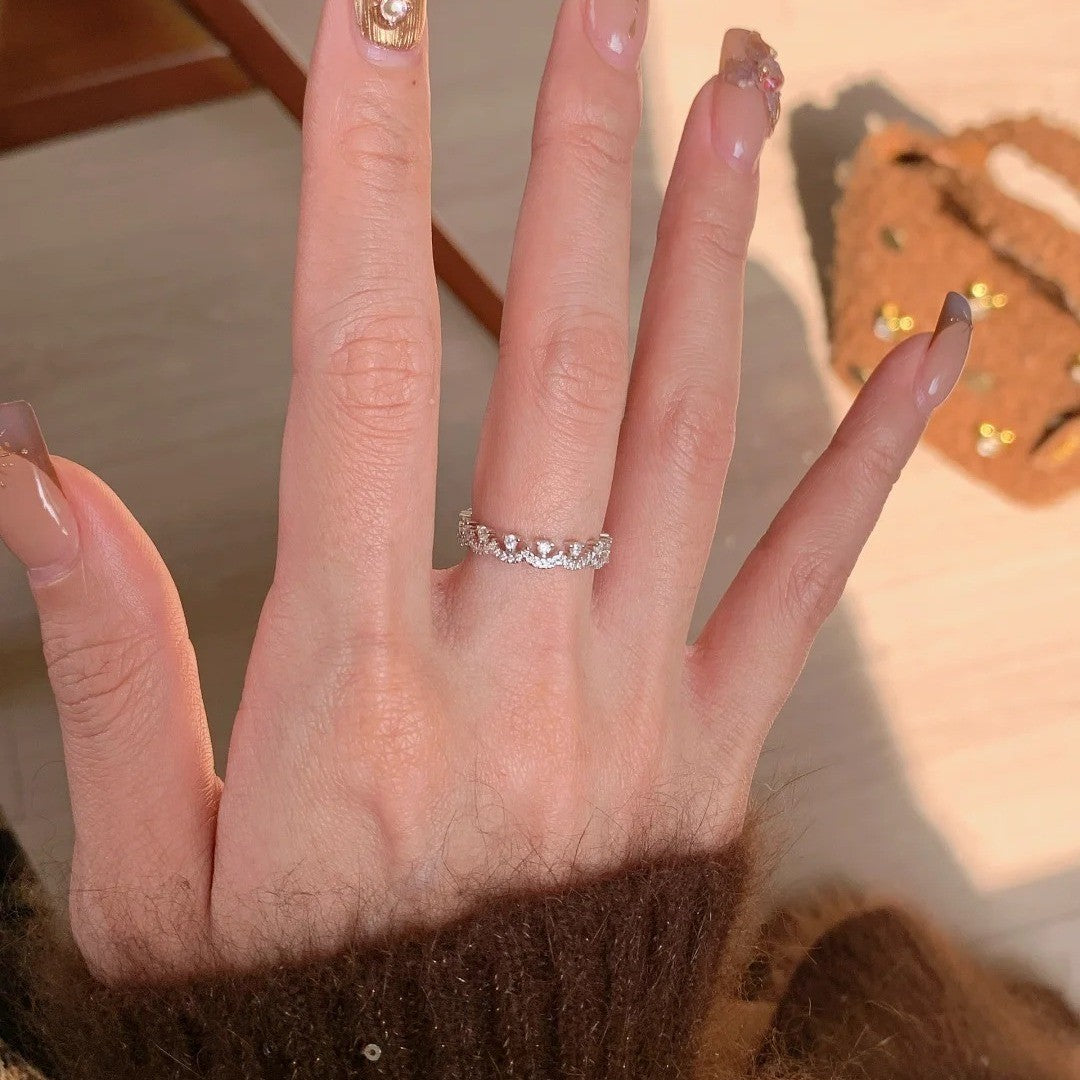 Floral & Diamond Cut Band Ring