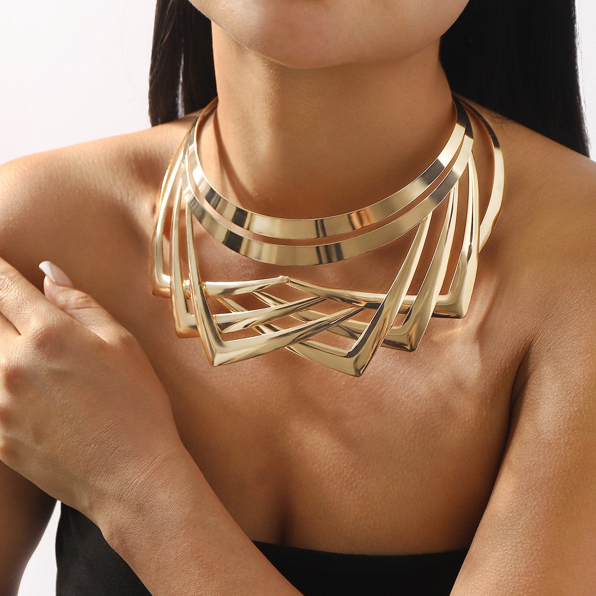 Geometric Multi-Layer Choker Necklace