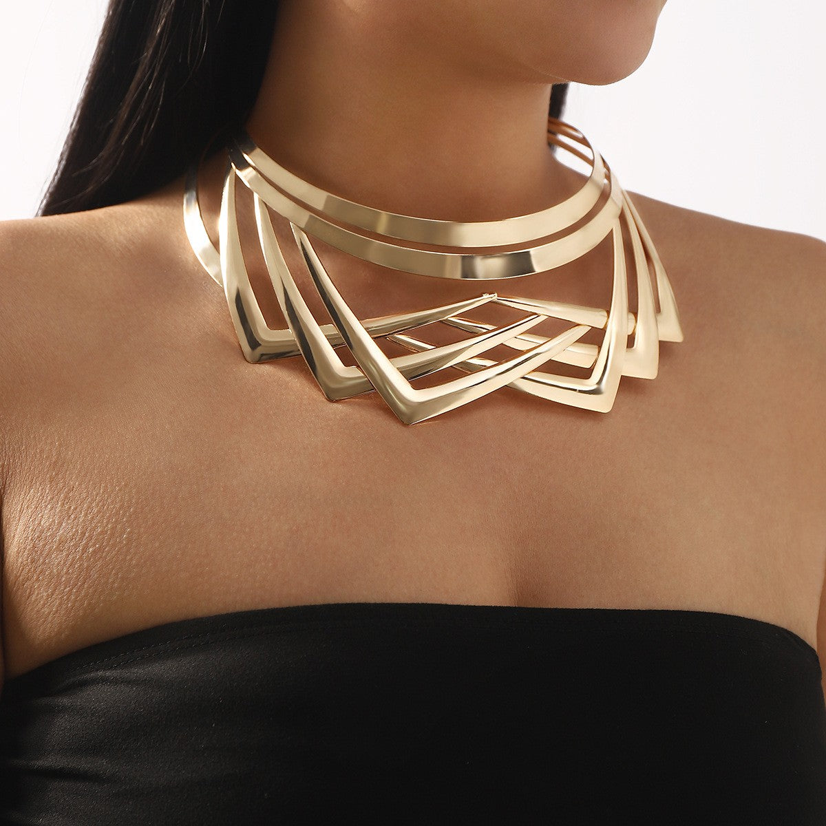 Geometric Multi-Layer Choker Necklace