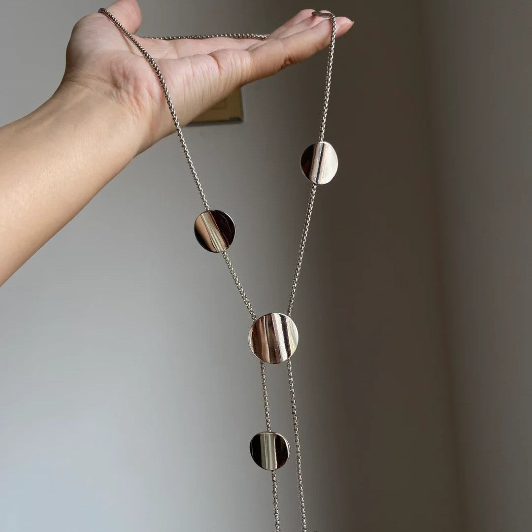 Round Disc Station Necklace