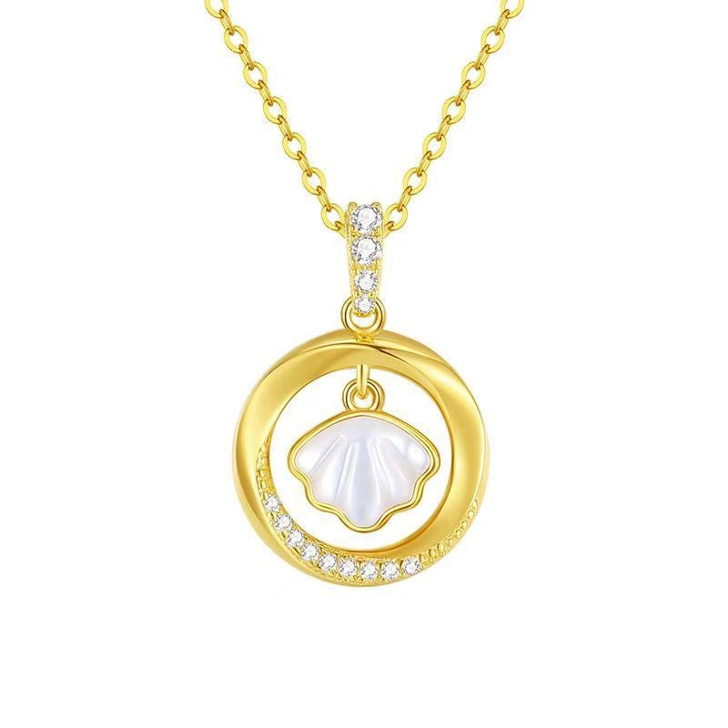 White Shell Circle Pendant Necklace