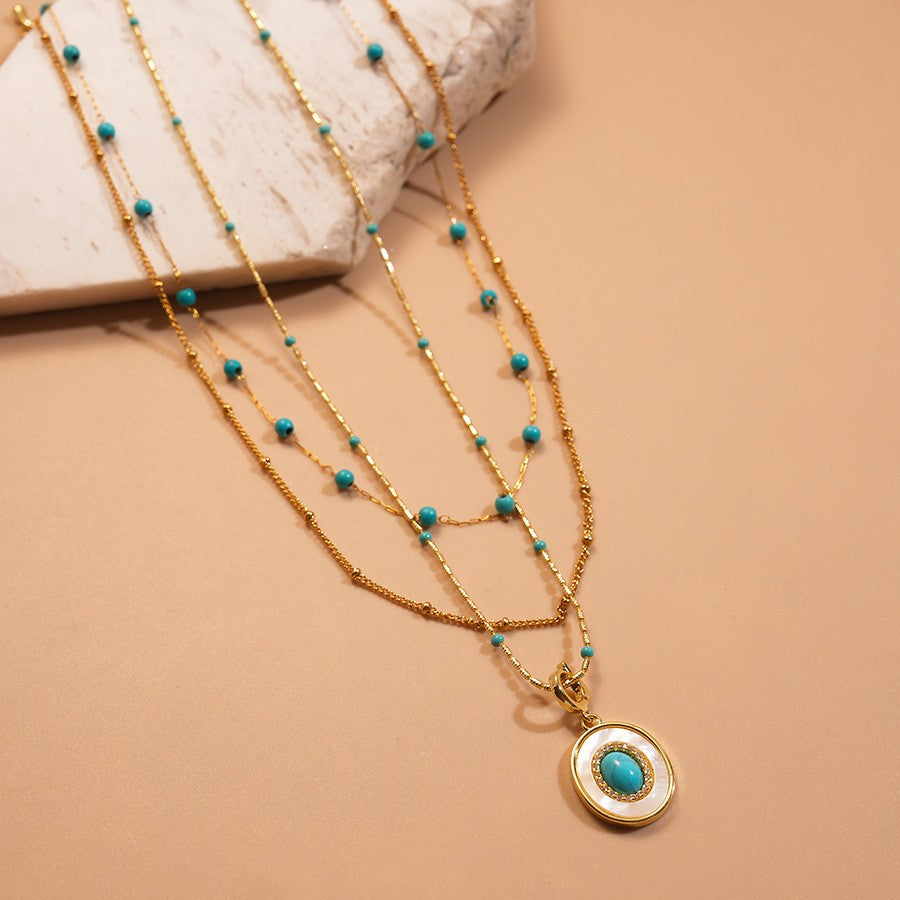 Turquoise Oval Multi-Strand Necklace