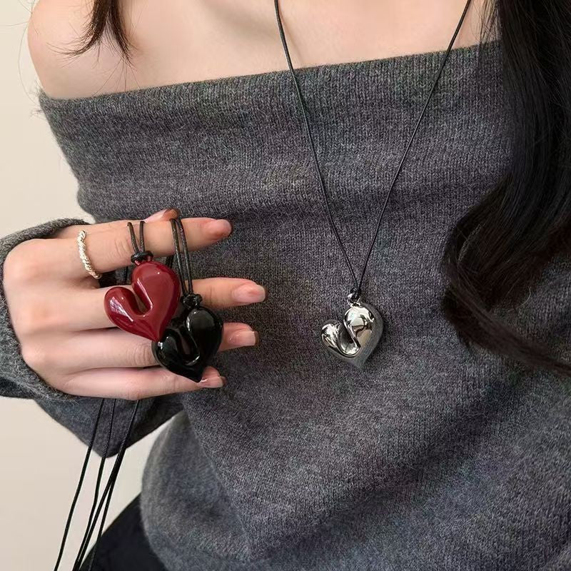 Sculpted Heart Cord Necklace