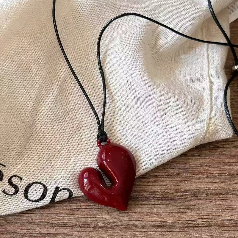 Sculpted Heart Cord Necklace