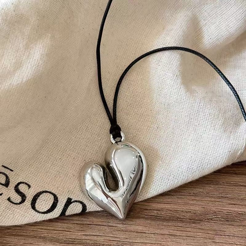 Sculpted Heart Cord Necklace