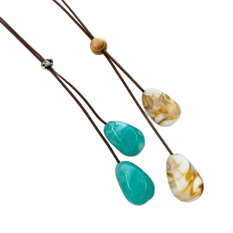 Marbled Cord Pendant Necklace