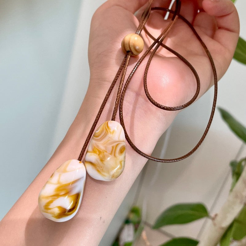 Marbled Cord Pendant Necklace