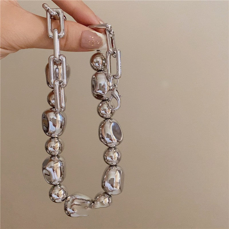 Silver-Tone Irregular Bead Necklace