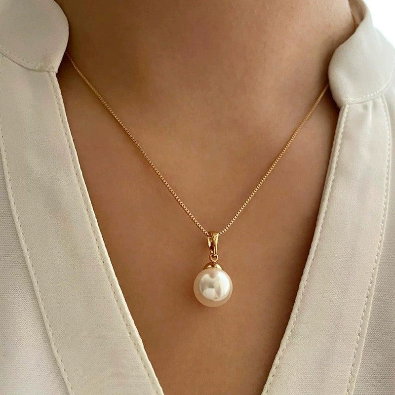 Single Pearl Drop Necklace & Earring Set