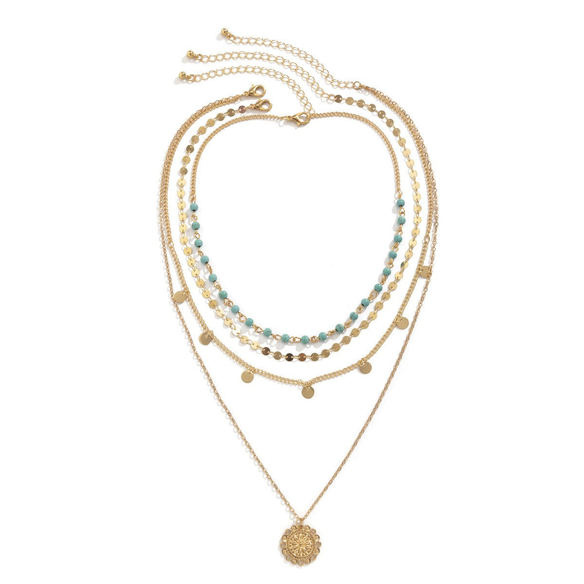 Turquoise Coin Layered Necklace