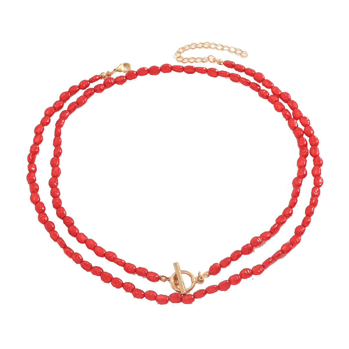 Red Beaded Toggle Necklace