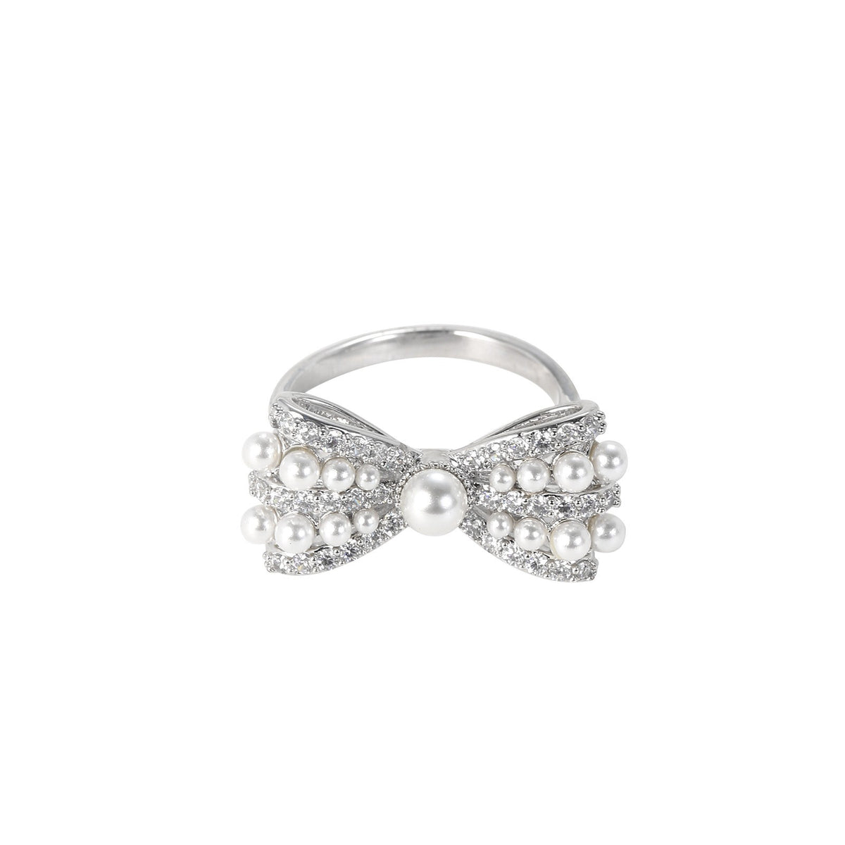 Gray Pearl Bow Ring