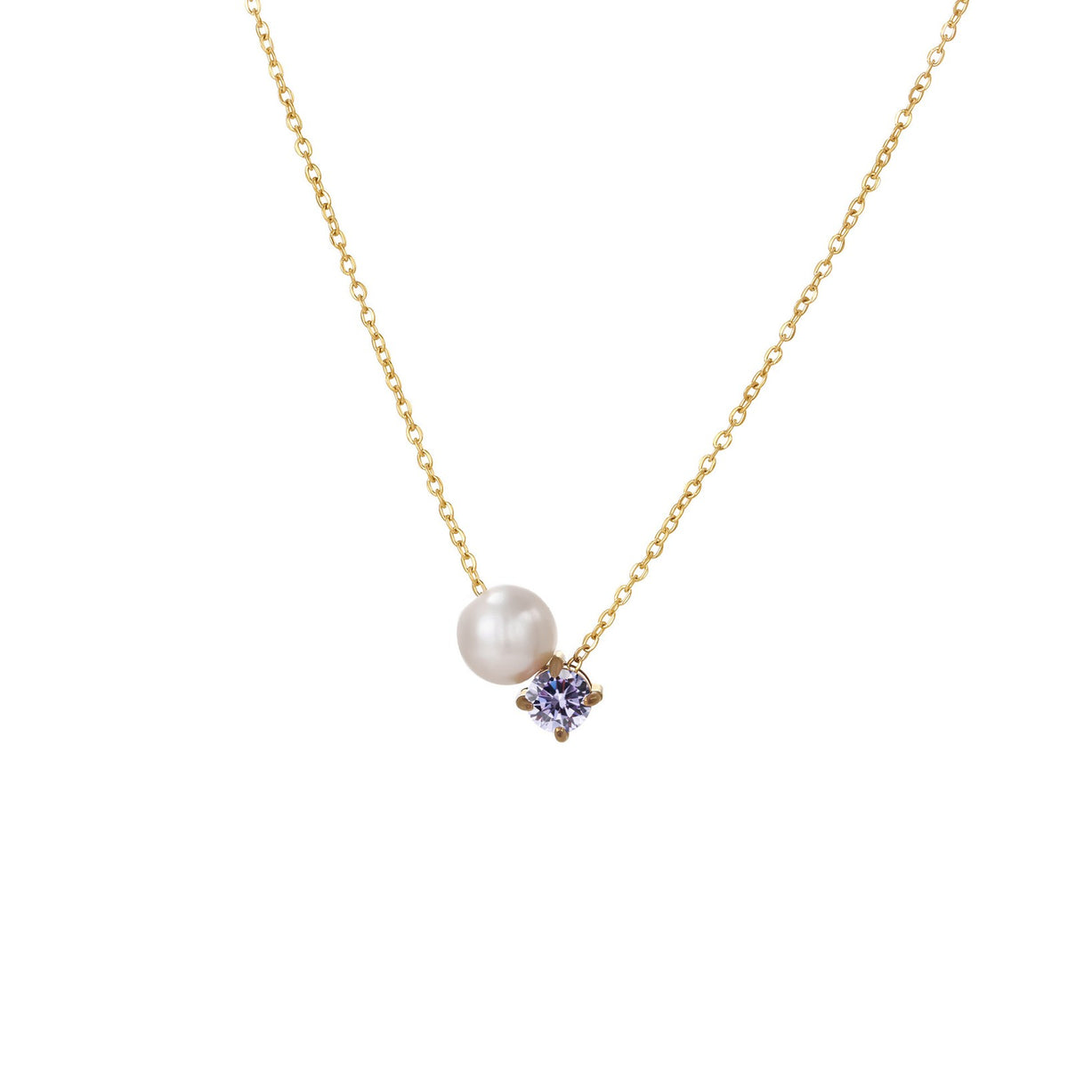 Pearl & Square Zircon Necklace