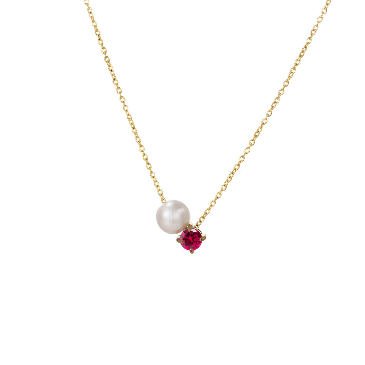 Pearl & Square Zircon Necklace