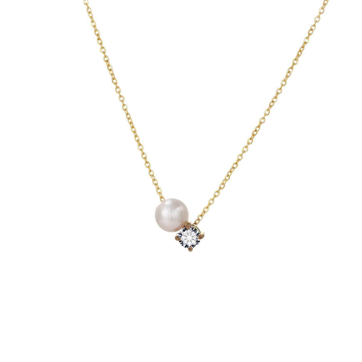 Pearl & Square Zircon Necklace
