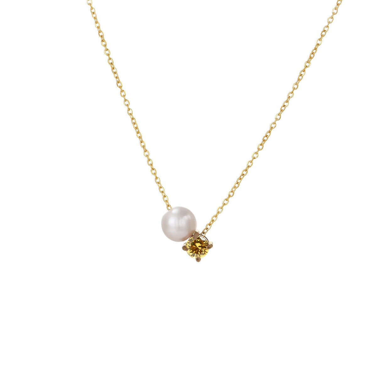 Pearl & Square Zircon Necklace